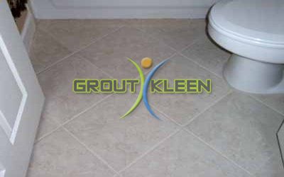 bathroom floor after grout paint